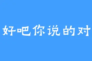 好吧你说的对